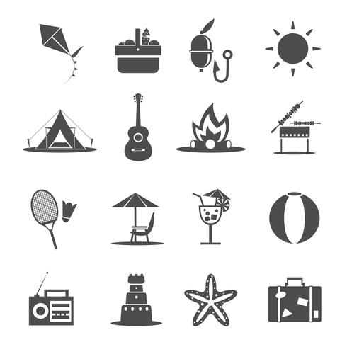 Icono de verano negro vector