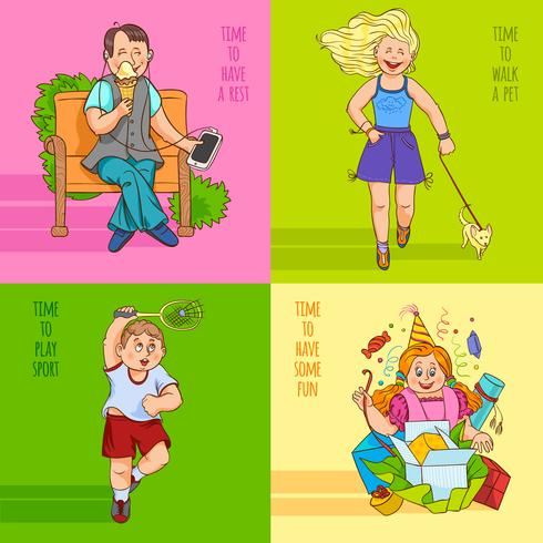 Family child 4 flat icons banner vector