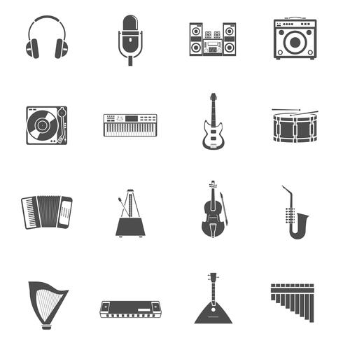 Conjunto de iconos de instrumentos musicales vector