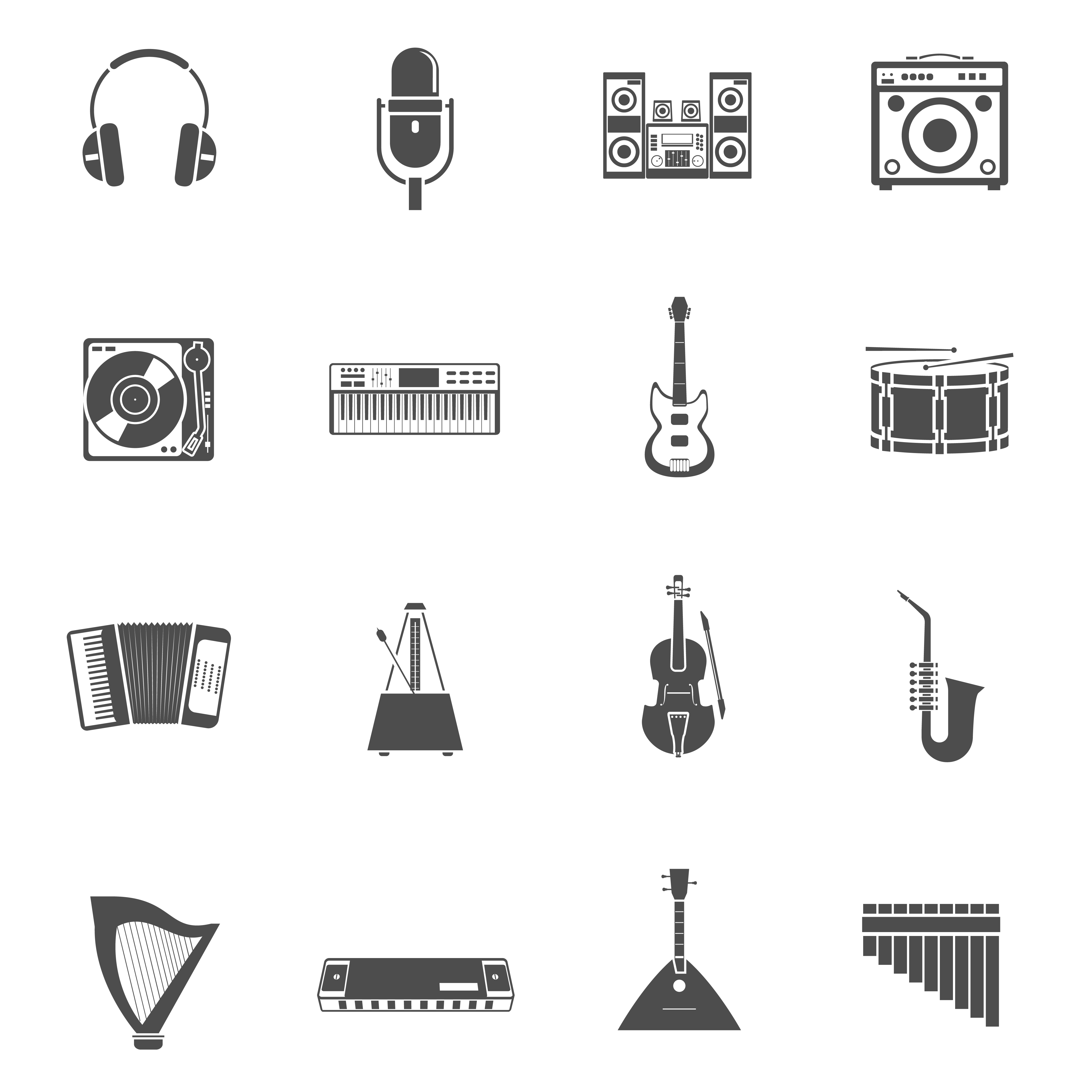 Musical Instruments Icons Set 461583 Vector Art at Vecteezy