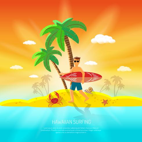 Surfing Beach Concept vector