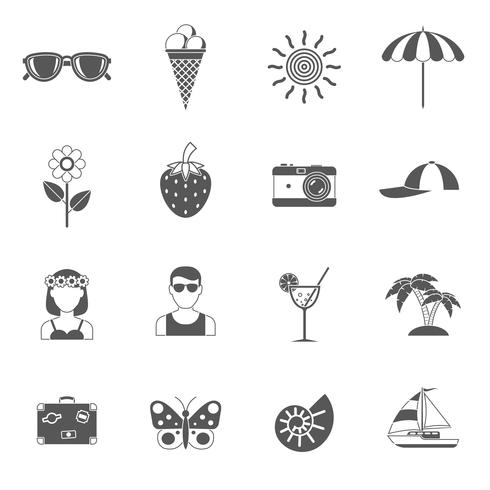 Conjunto de iconos de verano y de viaje. vector