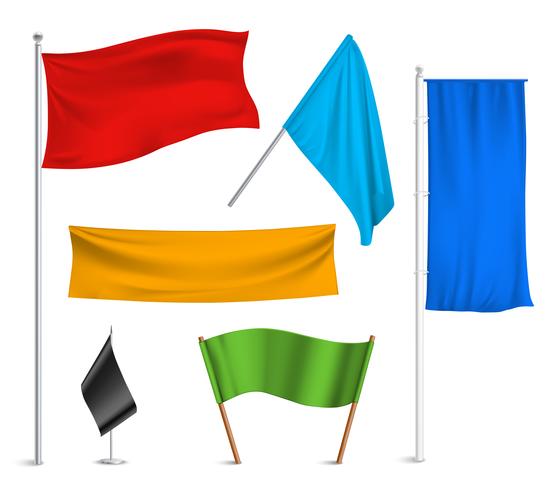 Colored flags banners icons composition vector