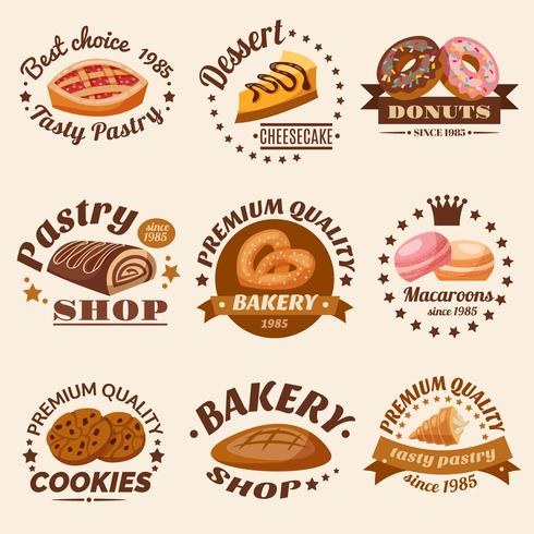 Pastry Emblems Set vector