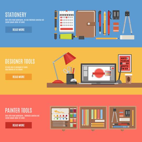 Painter And Designer Tools Banner Set vector