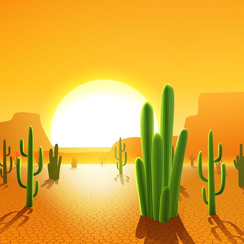 Cactus Plants In Desert vector