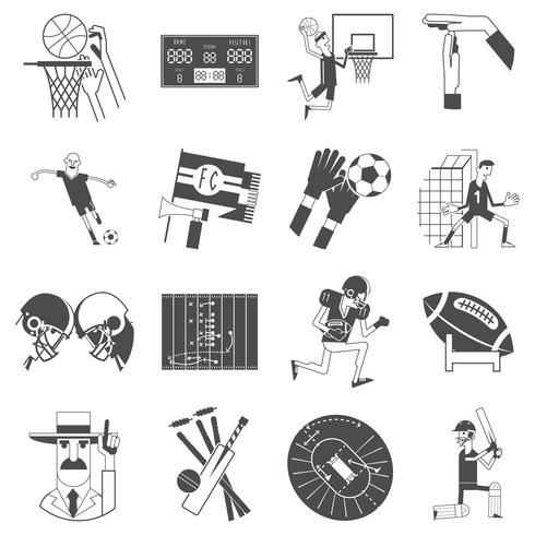 Team sport icons set black vector