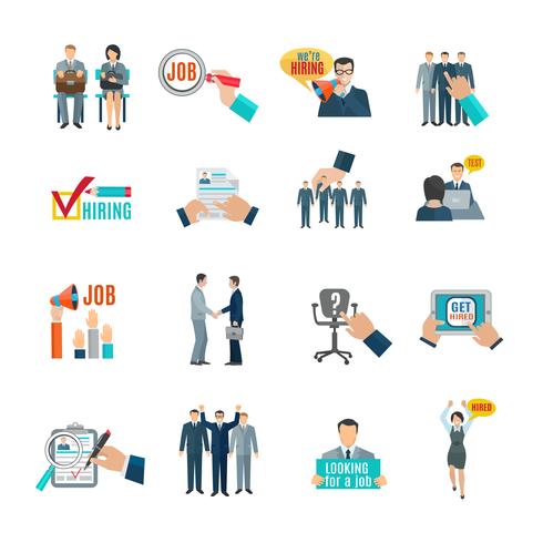 Hire Flat Icons Set vector
