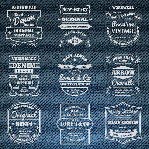 Denim jeans typography logo emblems set vector