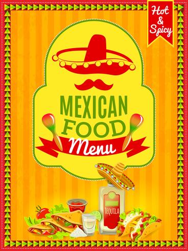 Póster del menú de comida mexicana vector