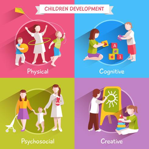 Children Flat Set vector