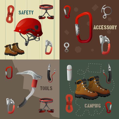 Climbing concept flat 4 icons banner vector