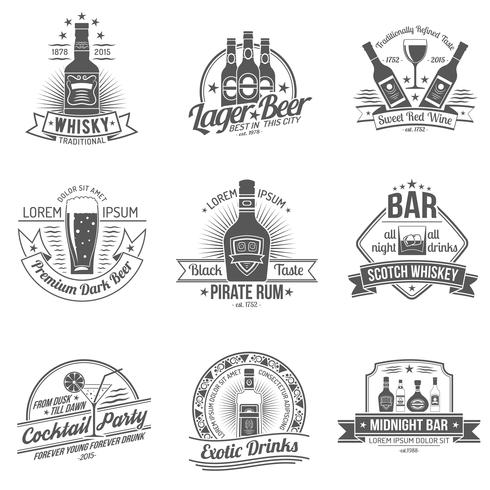 Alcohol Label Set vector