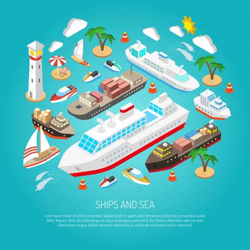 Sea and ships concept vector