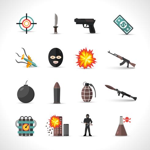 Conjunto de iconos de terrorismo vector