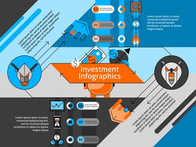 Set de infografía línea de inversión vector