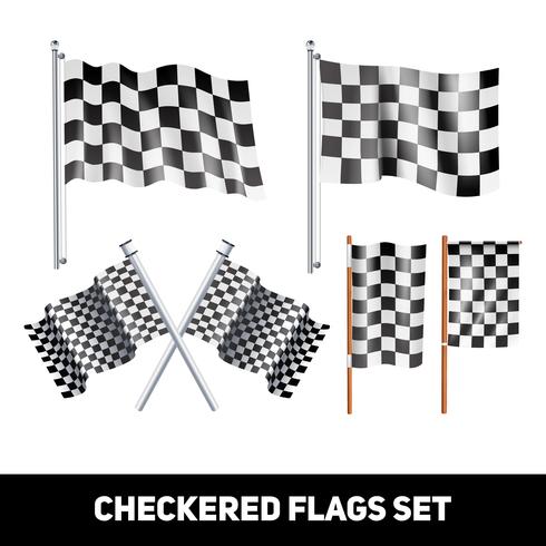 Checkered Flags Decorative Icon Set vector