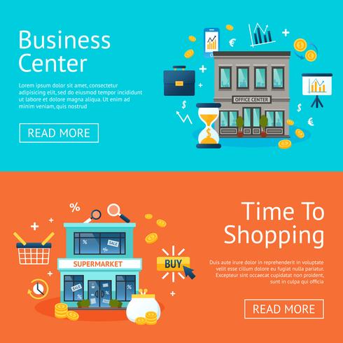 Office And Shops Banners Set vector