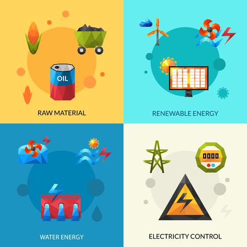 Conjunto de iconos de recursos de energía vector