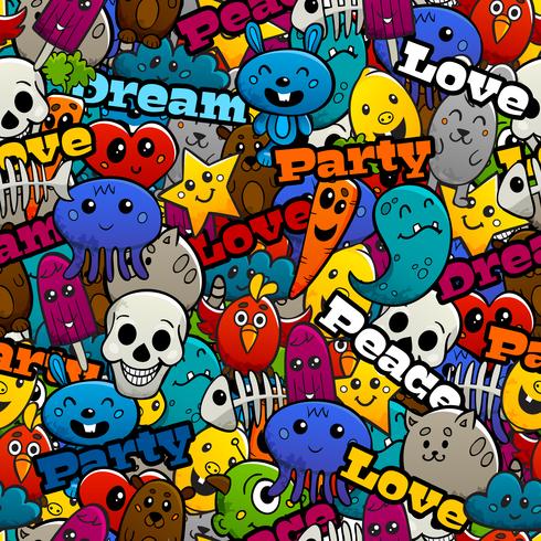 Graffiti Characters Seamless Pattern vector