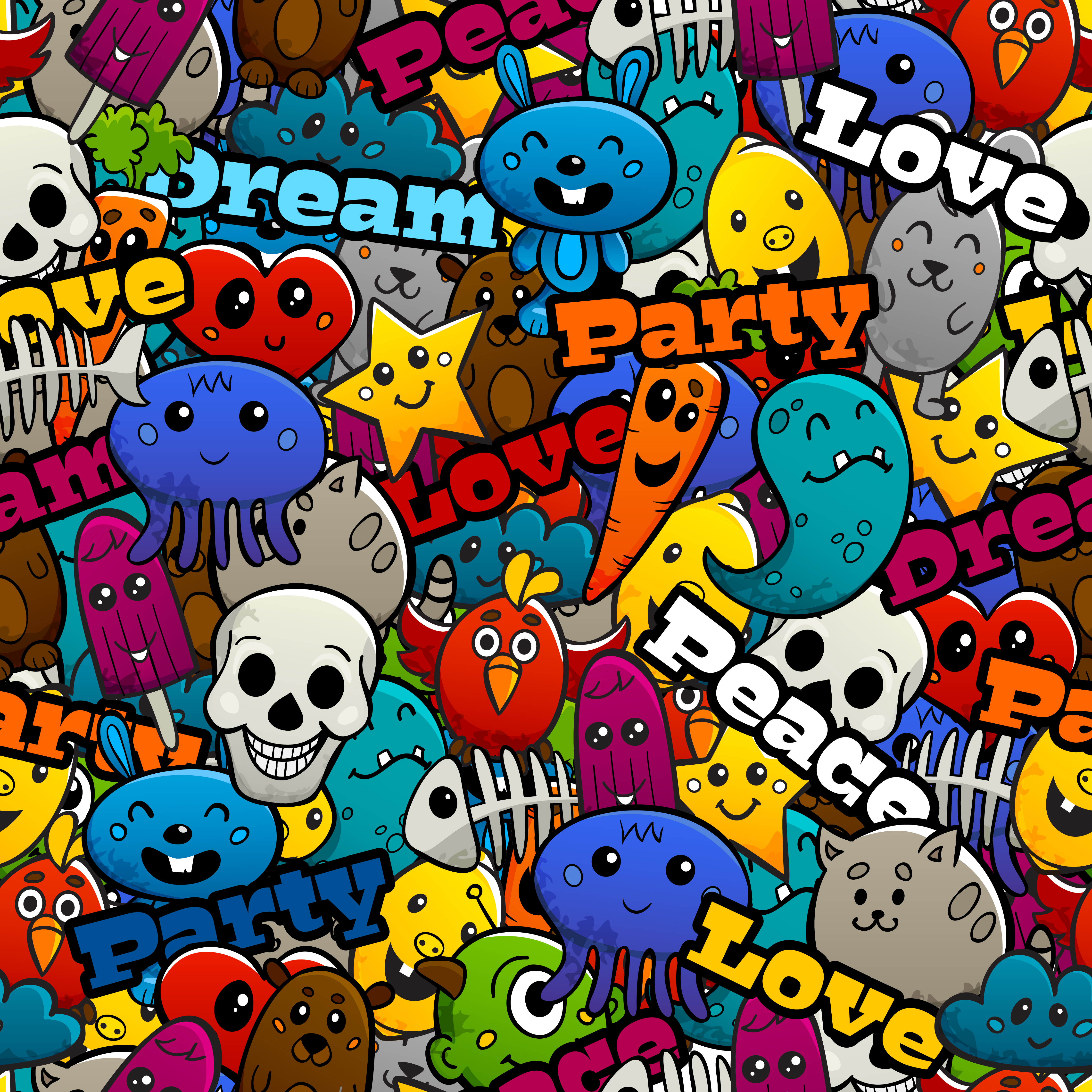  Graffiti Characters  Seamless Pattern Download Free 