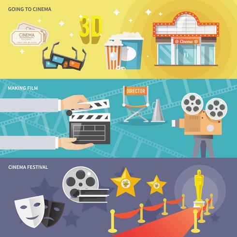 Cinema horizontal banners set vector