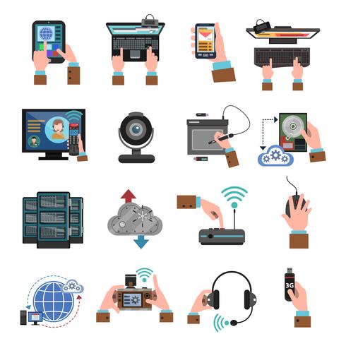 It Devices Icons Flat vector