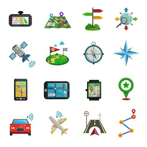 Location Flat Icon Set  vector