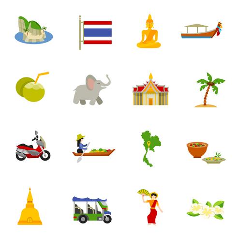 Conjunto de iconos de Tailandia vector