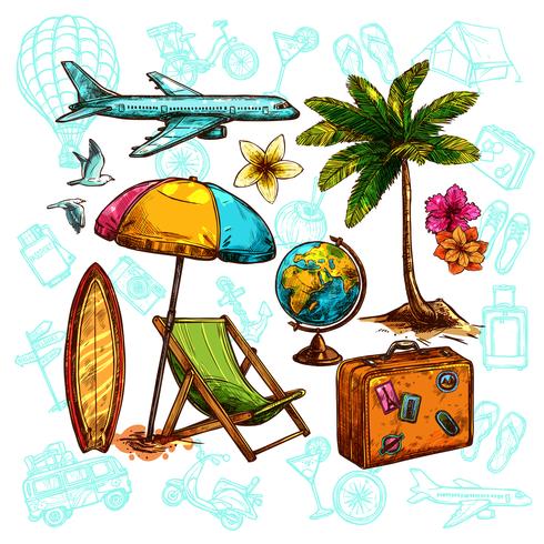 Travel Sketch Set vector