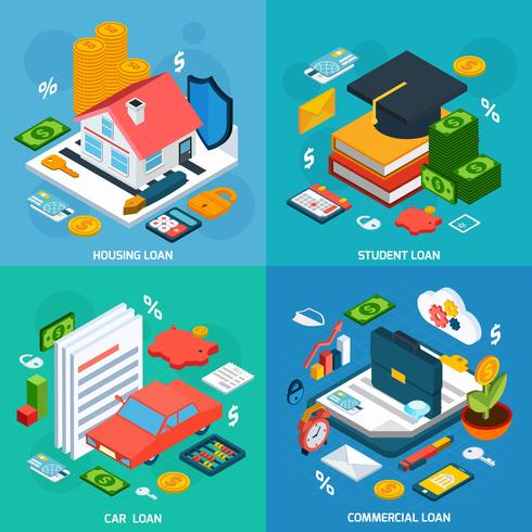 Loans Isometric Set vector