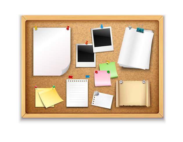 Cork Board With Papers vector