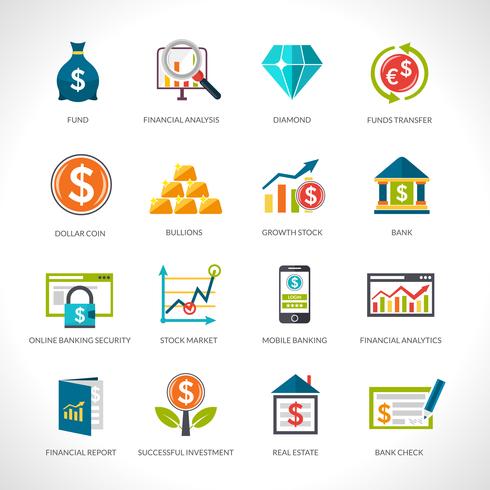 Financial Analysis Icons Set vector