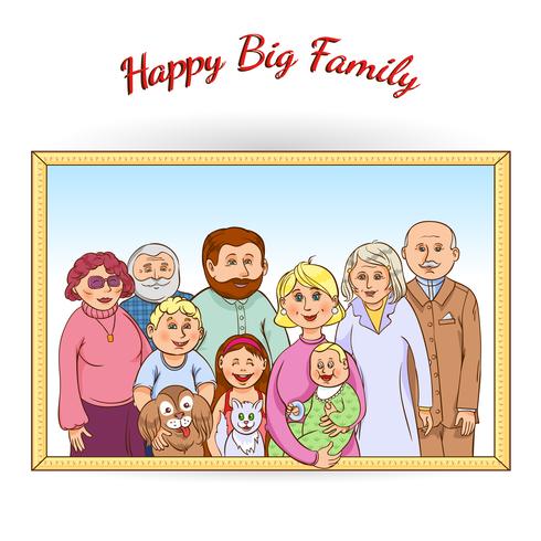 Happy family framed portrait  vector