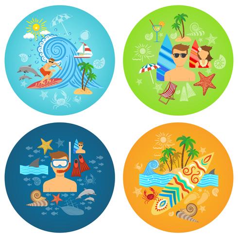 Surf Flat Set vector