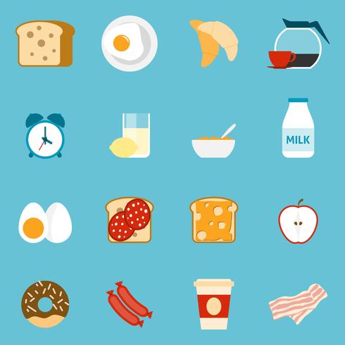 Breakfast icons set vector