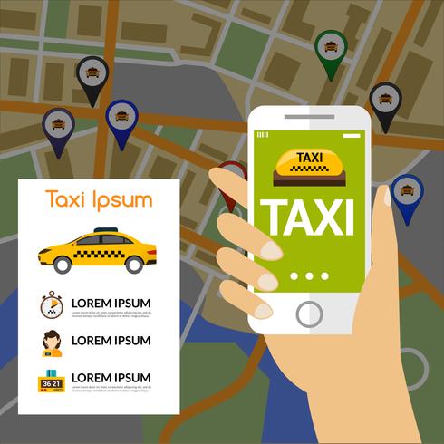 Mapa de navegación del taxi vector