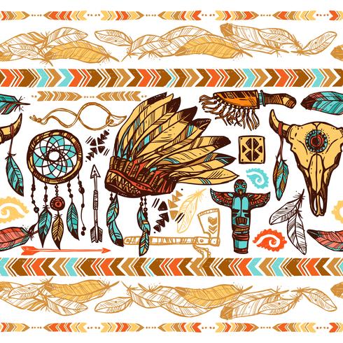 Native Americans Seamless Pattern vector