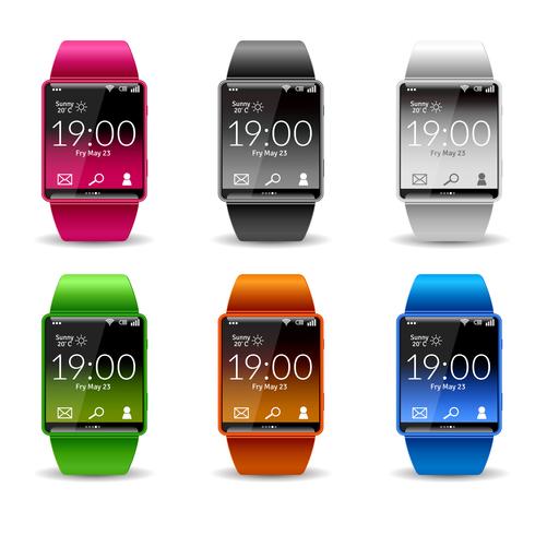 Conjunto de iconos de reloj inteligente vector