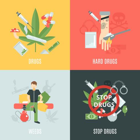 Drugs Flat Set vector