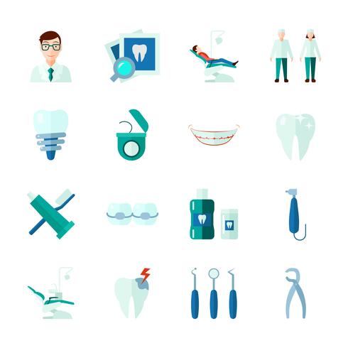 Conjunto de iconos dentales vector