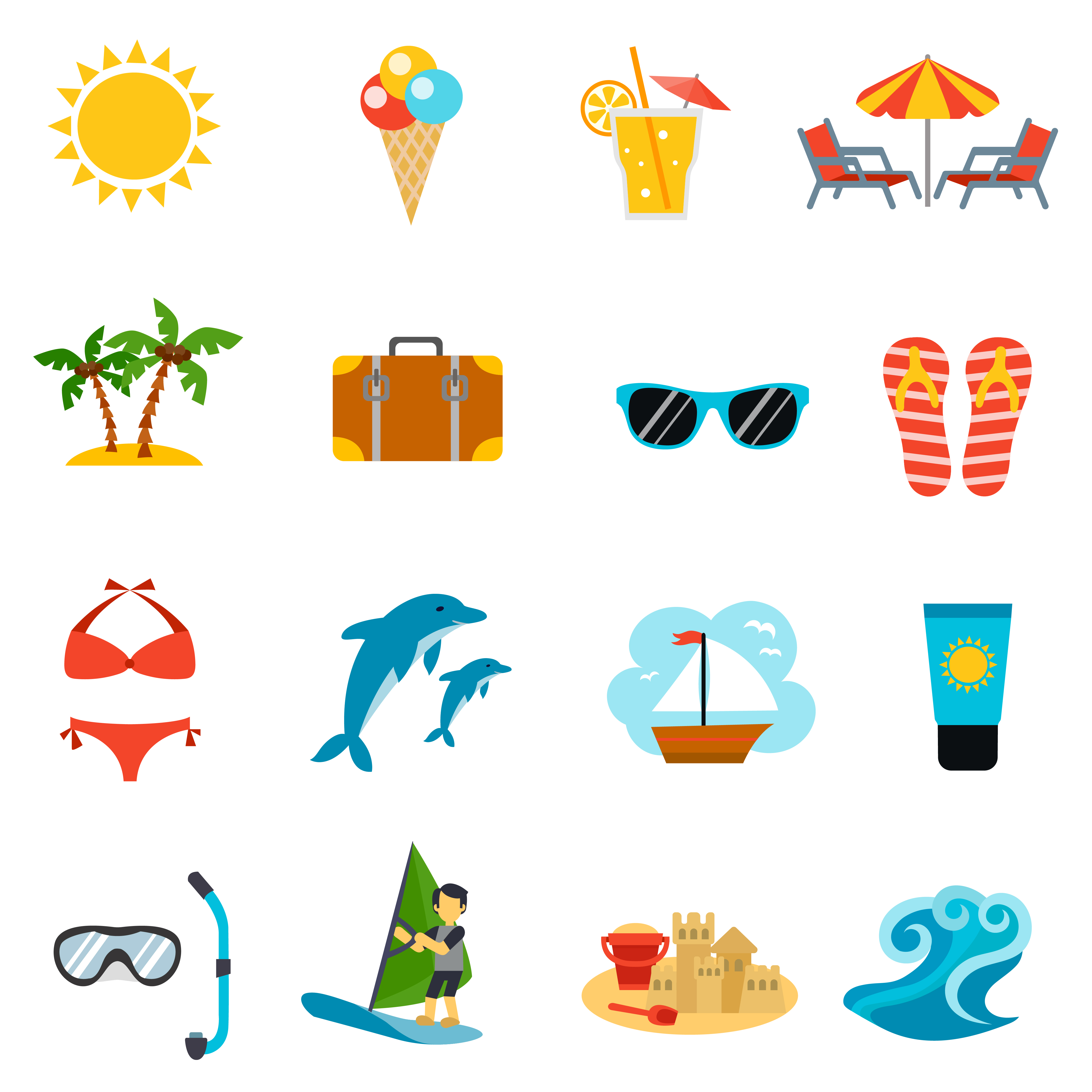 Summer Icons Set 461994 Vector Art At Vecteezy