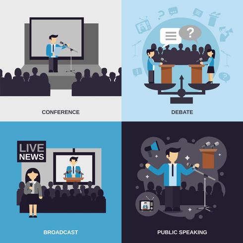 Public Speaking Flat Set vector