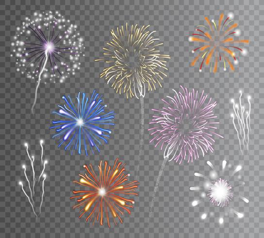Fuochi D Artificio Colorati Su Sfondo Trasparente Illustrazione