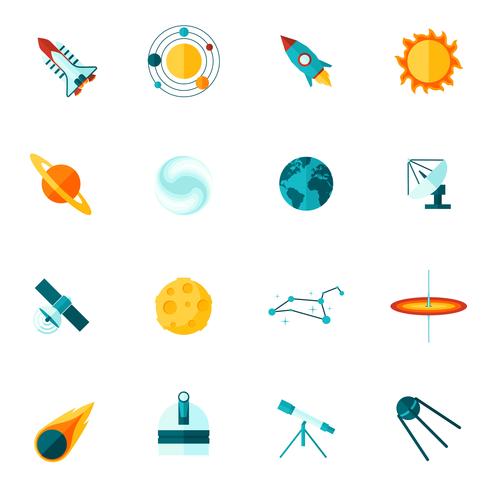 Space Universe Flat Icon Set vector