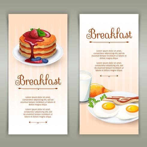 Set de 2 banners verticales desayuno vector