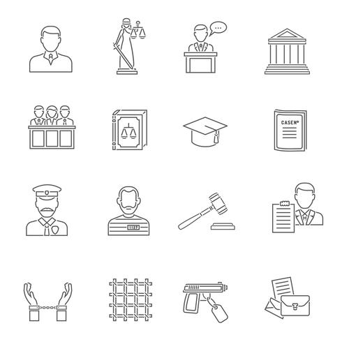 Justice Outline Icon Set  vector