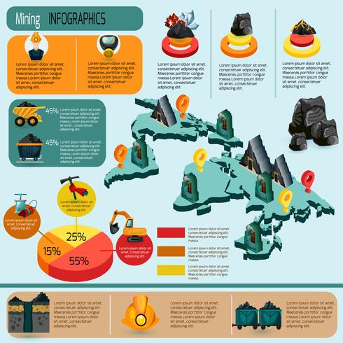 Mining Infographics Set vector