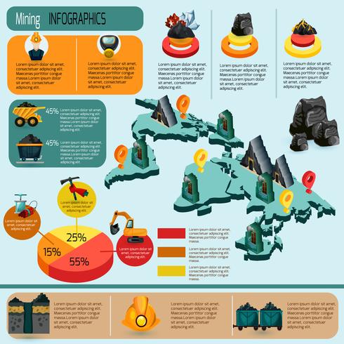 Conjunto de infografías mineras vector