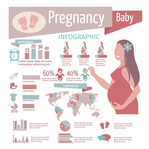 Conjunto de infografías de embarazo vector